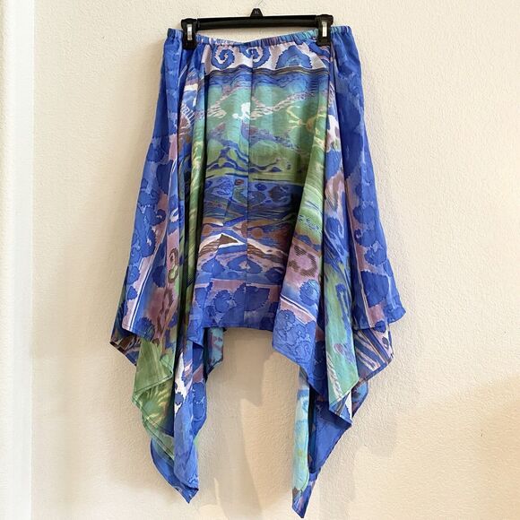 Lucky & Coco Skirt L Asymmetrical Blue Watercolor ‎ Lightweight Skirt Polyester - Picture 9 of 11